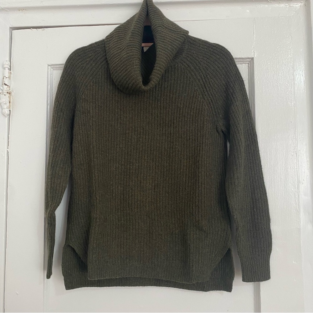 100% Cashmere Madewell Crewneck Sweater with Removable Cowl Turtleneck